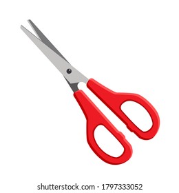 Red scissors. Vector element isolated on white background. EPS10