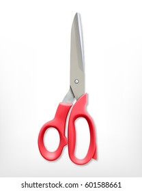 Red scissors. Vector icon. EPS10
