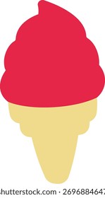 a red scoop ice cream in a cone