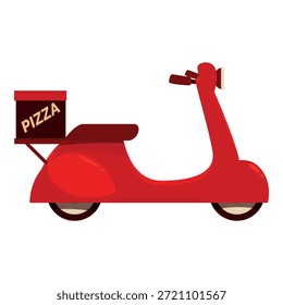 Vespa roja que entrega la pizza usando una bolsa térmica atada en la parte posterior