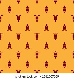 Red Scooter icon isolated seamless pattern on brown background. Vector Illustration