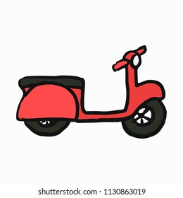 Red scooter illustration on white background