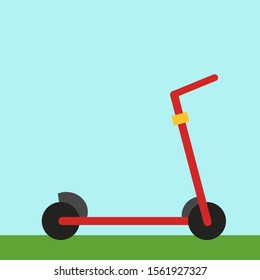 Red scooter, illustration, vector on white background.