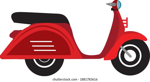 Red scooter ,illustration, vector on white background.