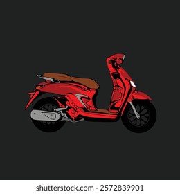 red scooter matic vector illustration