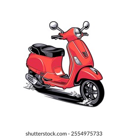 Red scooter motorbike Vector illustration