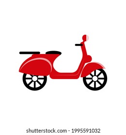 Red scooter vector illustration  Isolated on White Background. 