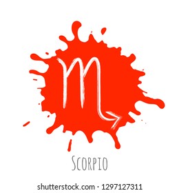 Red Scorpio zodiac sign, hand painted horoscope symbol vector. Astrological icon isolated. Scorpio astrology zodiac symbol clip art on white background.