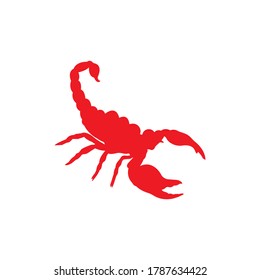 Red scorpion silhouette vector on a white background