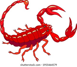 Red scorpion. Stylization. Color vector graphics. 