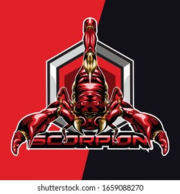 Red scorpion zodiac esport logo and mascot game