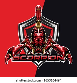 Red scorpion zodiac logo e-sport mascot game