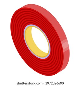 Red Scotch Tape Icon. Isometric Of Red Scotch Tape Vector Icon For Web Design Isolated On White Background