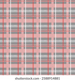 Red Scotland textile seamless pattern. Fabric texture check tartan plaid. Abstract geometric background for cloth, card, fabric. Monochrome graphic repeating design. Modern squared ornament.