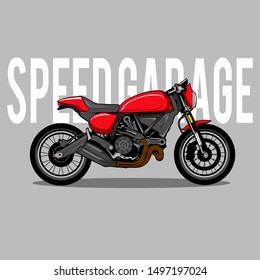 RED SCRAMBLER VINTAGE MOTORCYCLE GARAGE