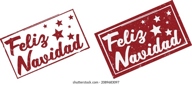 red scratched grungy rubber stamp or sticker with text FELIZ NAVIDAD, Spanish Merry Christmas stamp vector illustration