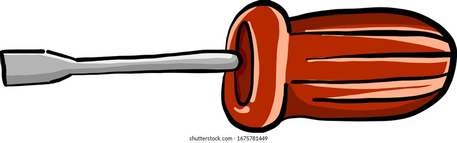 Red screwdriver, illustration, vector on white background.