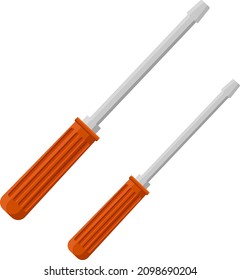 Red screwdriver, illustration, vector on a white background.