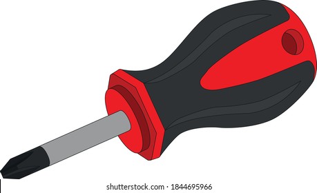 Red screwdriver on a white background
