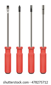 red screwdriver set vector