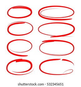 red scribble circle set for highlighting text