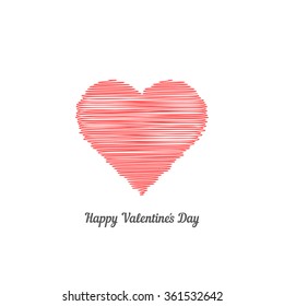 red scribble heart like happy valentine day. concept of celebration, ornate, event, romance, crayon, painting. isolated on white background. flat style trend modern logotype design vector illustration