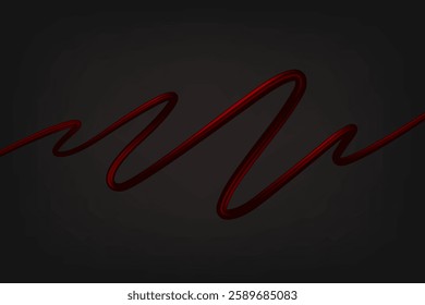 Red scribble ribbon isolated on white background. 3d vector illustration