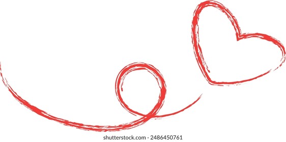 Red Scribbled Heart and Ribbon on White