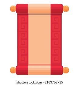 Red scroll icon cartoon vector. Spring new year. Oriental decoration