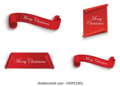 The red scroll. merry Christmas and happy new year.set of banners.