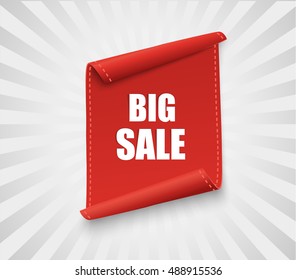 Red, scroll.Big sale.Vector illustration.