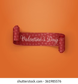 Red scroll Valentines Day Ribbon with Text