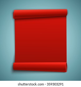 Red scroll. Vector illustration