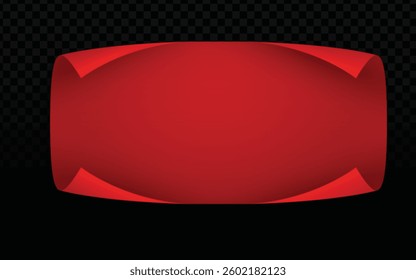 Red scroll vector with rolled paper on a dark checkered transparent background. Realistic scroll and 3D paper, perfect for vector designs, ribbon banners, or rolled banners with red fabric and wavy