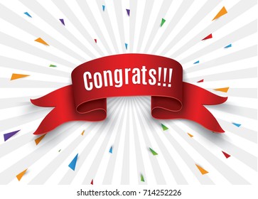 The red scroll.congrats on the white background.vector illustration.