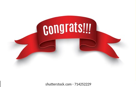 The red scroll.congrats on the white background.vector illustration.