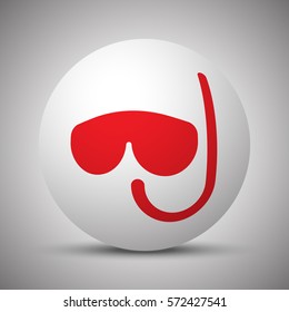 Red Scuba Diving icon on white sphere