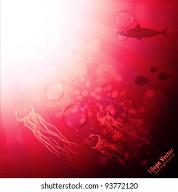 red sea  abstract marine nature background vector illustration
