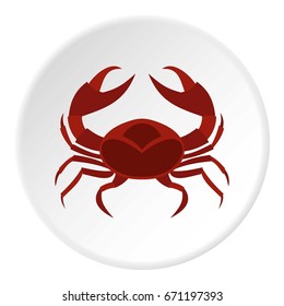 Red sea crab icon in flat circle isolated vector illustration for web