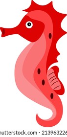 Red Sea Horse, Illustration, Vector On A White Background.