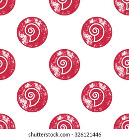 Red Sea Shell Pattern on White Background - Grunge Retro Seamless Pattern Background - Vector Illustration