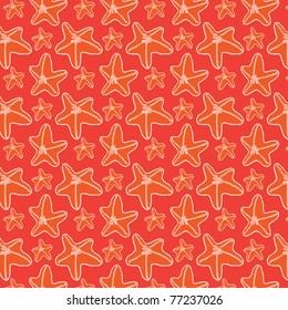 Red seafish seamless pattern, vector