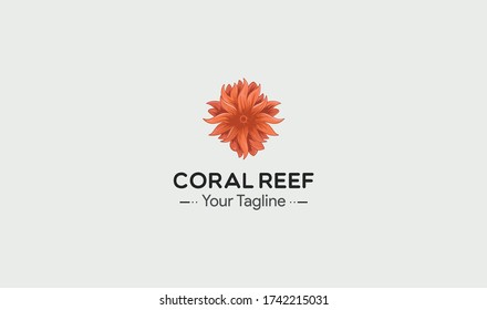 Red sea-flower logo - vector stock