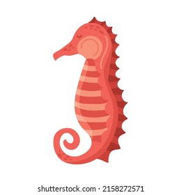 Red Seahorse Animal Isolated Icon