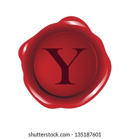 Red seal wax with alphabet letter "Y" vector