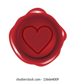 Red seal wax with a heart vector