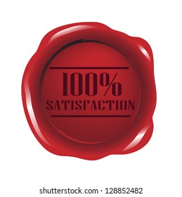Red seal wax vector for 100% satisfaction