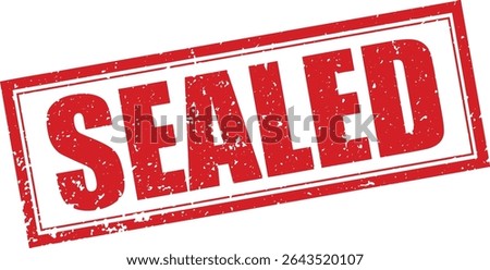Red Sealed Rubber Stamp in Grunge Vector in Sharp Double Border, Transparent Background