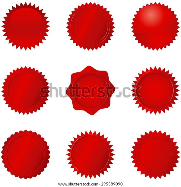 Red Seals Set 9 Different Red Stock Vector Royalty Free 295589090