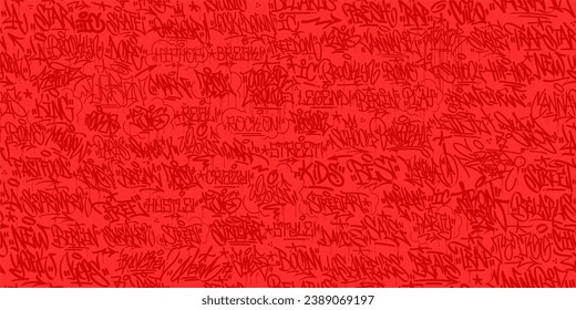 Red Seamless Abstrakte Hip Hop Street Art Graffiti Style Urban Calligraphy Vektorgrafik Hintergrund